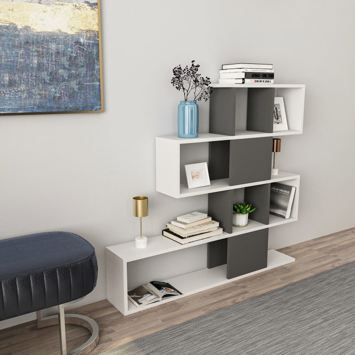 Hanah Home Estantería Karlin Blanco y Antracita